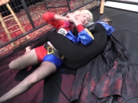 Bat Girl Wrestles Harley Quin In The Steel Cage